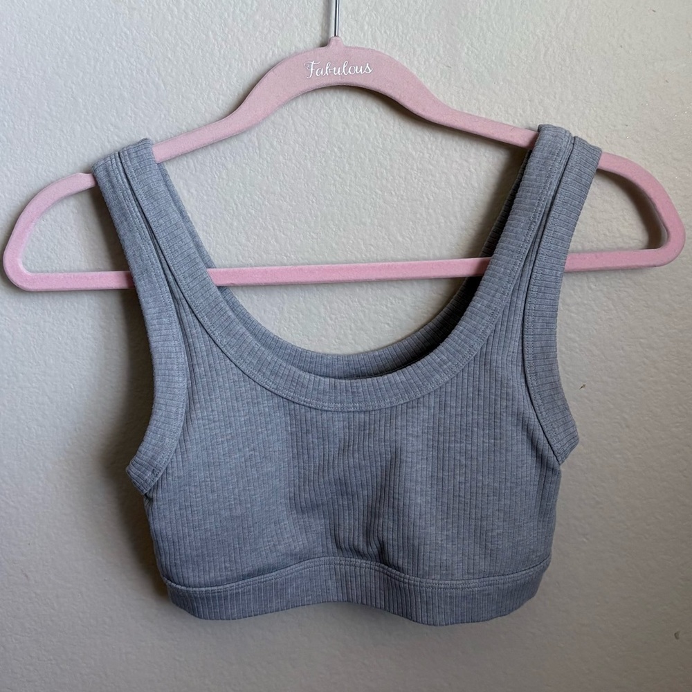 ALO Yoga Gray Ribbed Sports Bra Intimates